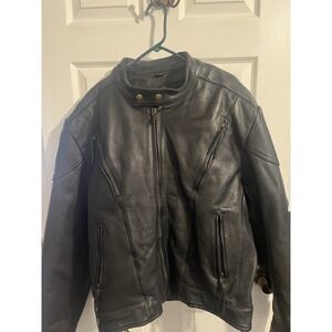 Antelope Creek‎ Leather Mens Jacket Size 54 Black Motorcycle Biker Thinsulate